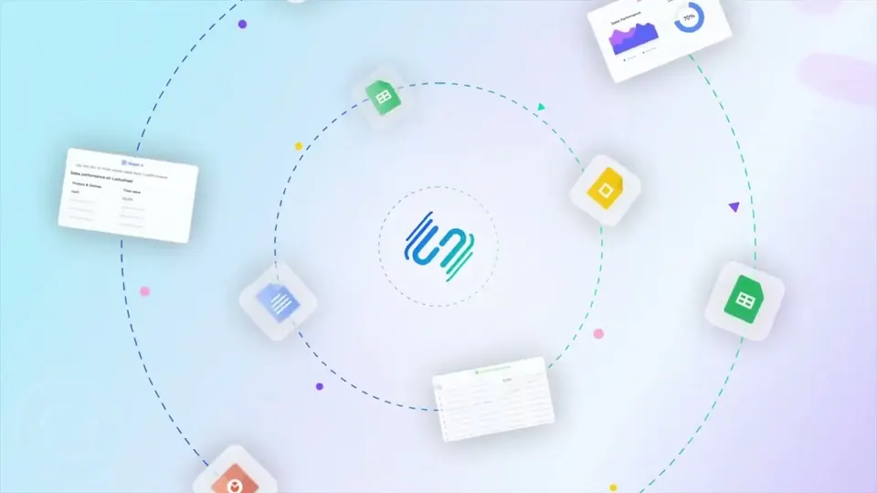 Frame from the Univer AI explainer: the product's integrations in orbit